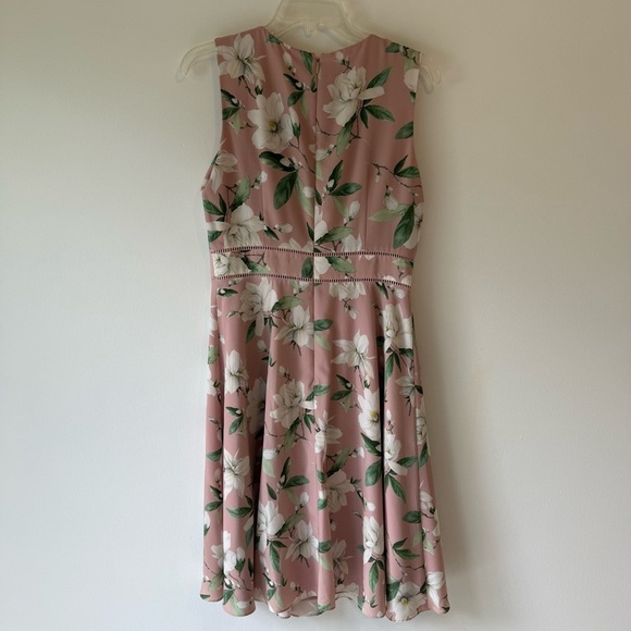 Hobbs Kiri midi dress spring blush Floral print crew neck fit flare 6 sleeveless - Picture 4 of 9